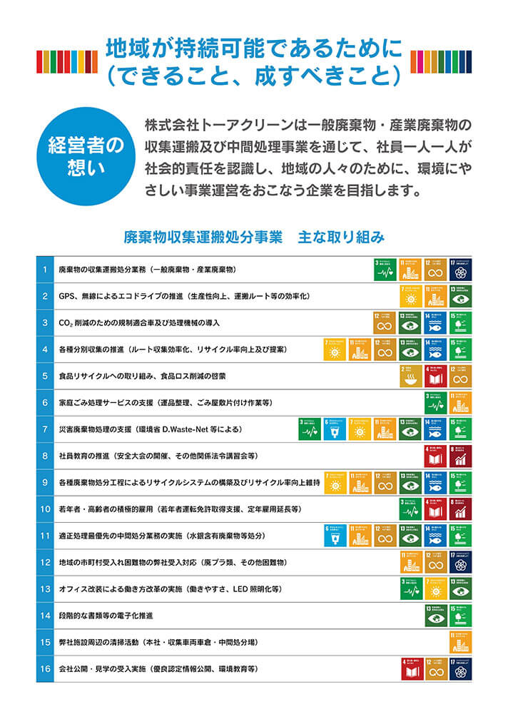 (株)トーアクリーン「SDGs」